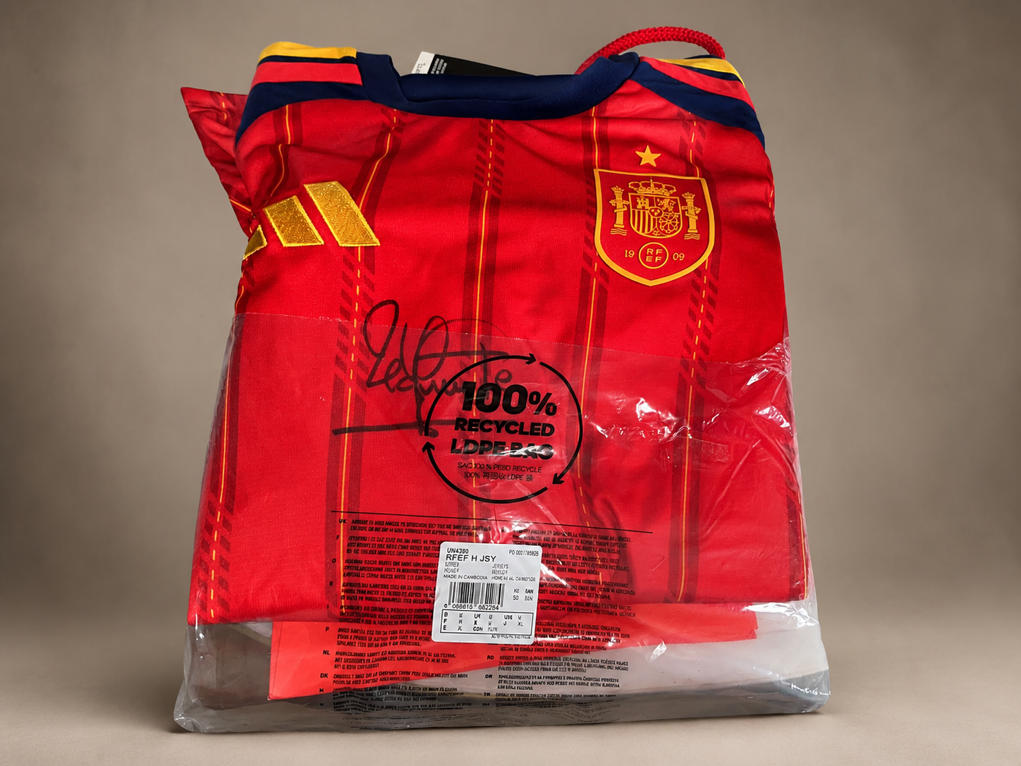 Official signed Spain national team shirt featuring the world champions' star